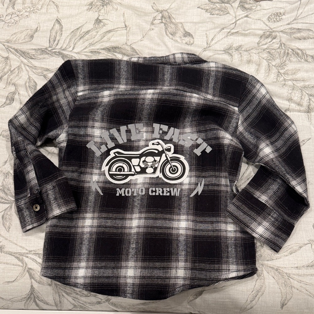 Billy Reid Black and White Plaid Kids Button Down Shirt